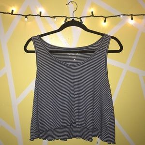 blue & white striped top